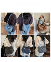 Bolso De Hombro Casual De Denim Lavado Resistente Al Desgaste Con Múltiples Bolsillos Y Gran Capacidad Para Mujer - details 9