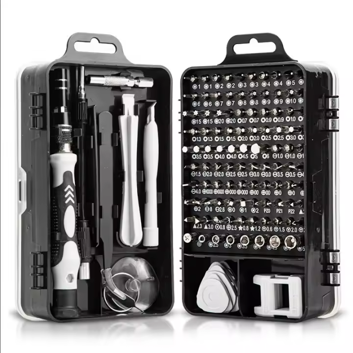Destornillador Electrónico de Precisión 115 en 1 con Estuche Portátil Compatible con Computadora, Celular, PC, iPhone, etc. Negro - 1
