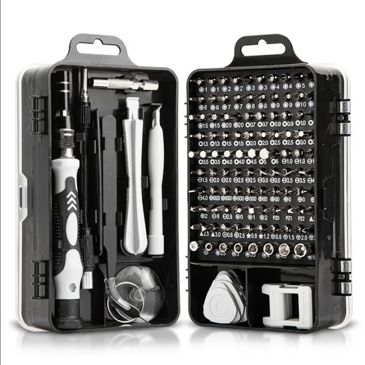 Destornillador Electrónico de Precisión 115 en 1 con Estuche Portátil Compatible con Computadora, Celular, PC, iPhone, etc. Negro - 1