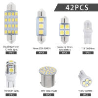 42pcs Luces LED Para Interior De Coche Bombillas T10 6000K SMD Para Matrícula Maletero RVs Lámpara De Mapa/Domo/Licencia/Leer - details 7