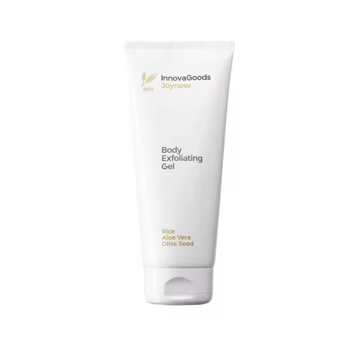 InnovaGoods® Exfoliante corporal 200ml con arroz, aloe vera, granulado de hueso de aceituna, ginkgo & alantoína, gel exfoliante limpia, suaviza y activa la circulación. Apto para todo tipo de pieles - 1