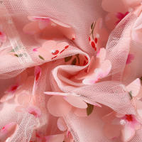 Vestido De Princesa Para Niñas Verano Con Encaje Y Largas Alas Estampado De Flores Y Hojas Tirantes Con Gota De Agua Vestido De Cumpleaños - details 8