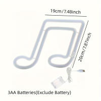 Luz Neón De Nota Musical Multiusos Para Decoración De Pared Instalable Con Batería O USB Adecuada Para Dormitorio Fiestas De Vacaciones Y Bodas - details 2