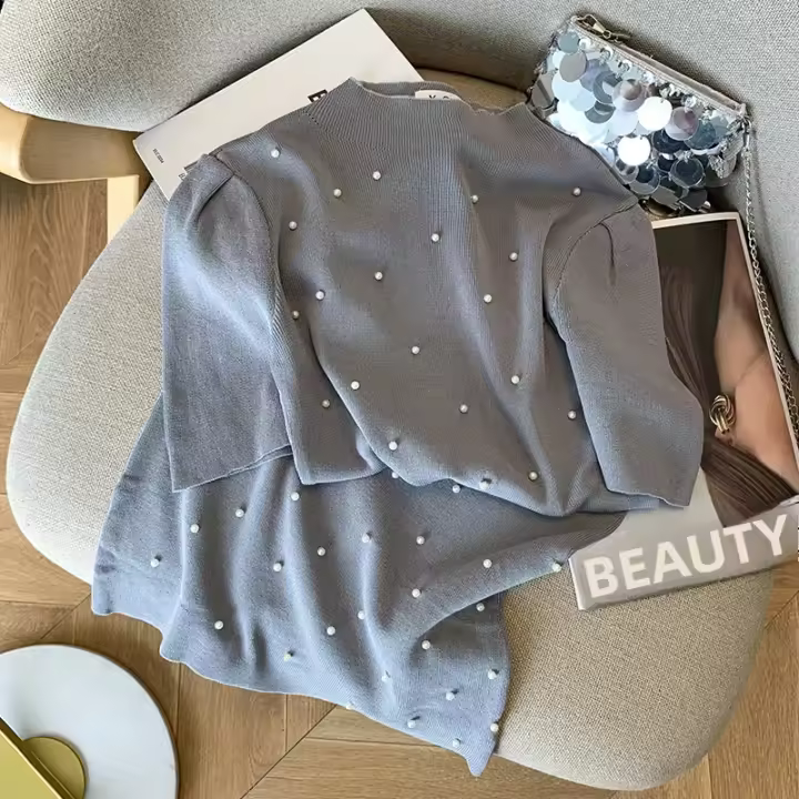 New Summer 2024 Mujer Vestido Corto De Encaje Decoración Tejido Slim Fit Manga Corta Mini Vestido Estilo Oficina Lady - 1