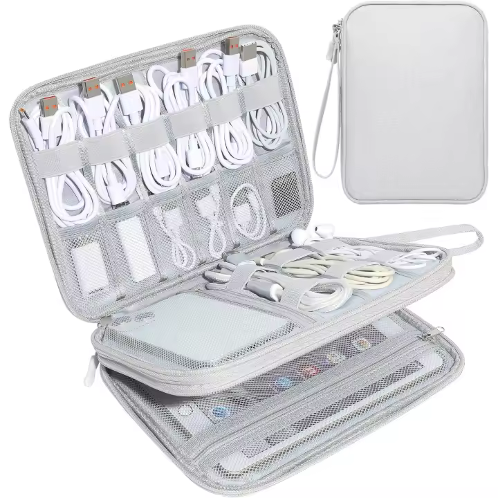 Organizador de cables para Viajes, Bolsa compacta para accesorios electrónicos, color Gris - 1