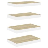 vidaXL Estantes flotantes de pared 4 uds MDF 50x23x3,8 cm Blanco brillante, negro brillante, gris brillante Mueble Almacenaje Estantería para Oficina, Estudio, Dormitorio Estantería/Librería/ mueble de Almacenamiento - details 4