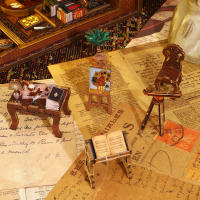 Kit De Miniatura De Librería DIY Nook Casa De Muñecas Insert Dollhouse Model Roombox Construcción Kit De Estante De Libros Madera Juguetes Bookend Para Regalos De Navidad - details 20
