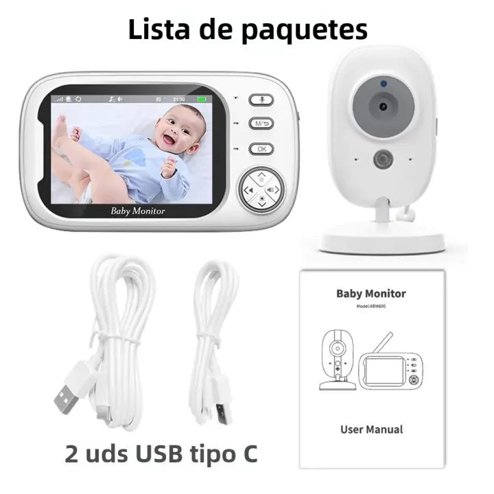 Monitor De Bebé Inalámbrico Con Vídeo 3.5 Pulgadas Cámara De Seguridad Bidireccional Visión Nocturna Monitoreo De Temperatura Y Alarma De Llorido Portátil Con Pantalla LCD Y Batería Recargable - 1