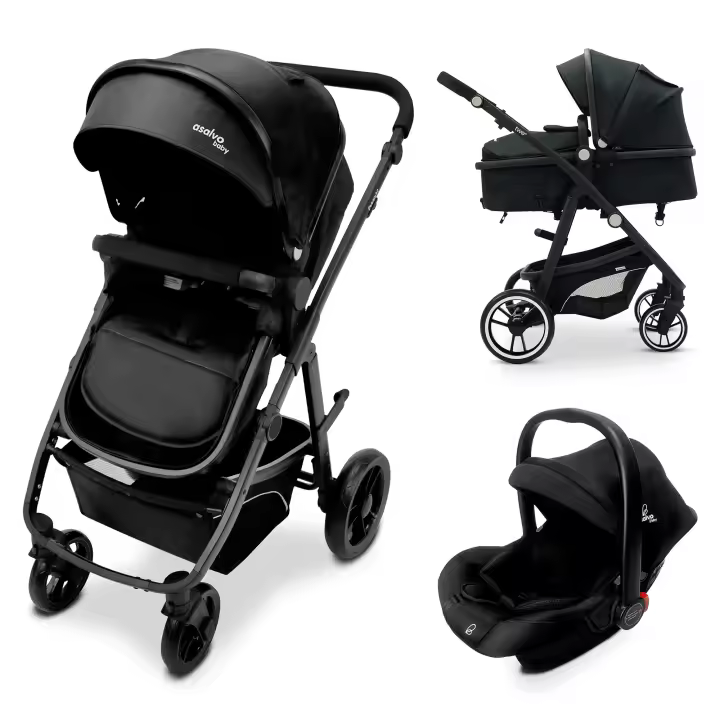 Asalvo Trío Convertible Two+ 2 | Carrito de Bebé Evolutivo 3 en 1, Capazo, Silla de Paseo y Auto, Desde Recién Nacido hasta 22 kg, Plegado Fácil - 1