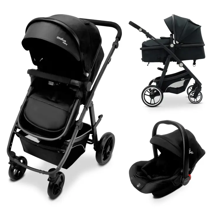 Asalvo Trío Convertible Two+ 2 | Carrito de Bebé Evolutivo 3 en 1, Capazo, Silla de Paseo y Auto, Desde Recién Nacido hasta 22 kg, Plegado Fácil - 1