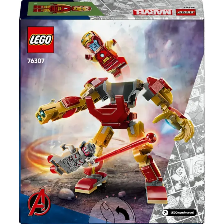 LEGO Marvel Armadura Robótica de Iron Man vs. Ultrón Juguete de Superhéroes con Minifiguras, Figura Articulada de Robot, Juego de rol y Batalla, Regalo para Niños y Niñas de 6 Años (76307) - 1