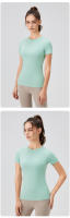 Camiseta Deportiva Para Mujer 2024 Técnica De Secado Rápido Top De Yoga Corto Manga Transpirable Y Cómodo Para Gimnasio Y Running - details 15
