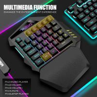 Miniteclado inalámbrico de una mano para juegos, controlador de juegos portátil retroiluminado RGB para PC, PS4, Xbox, Gamer - details 5