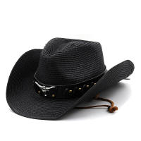 Sombrero De Vaquero Para Mujer Y Hombre Con Pico Ancho Protección Solar Moda De Paja Forma Cattleman Ajustable Sombrero Occidental Para Performance - details 1
