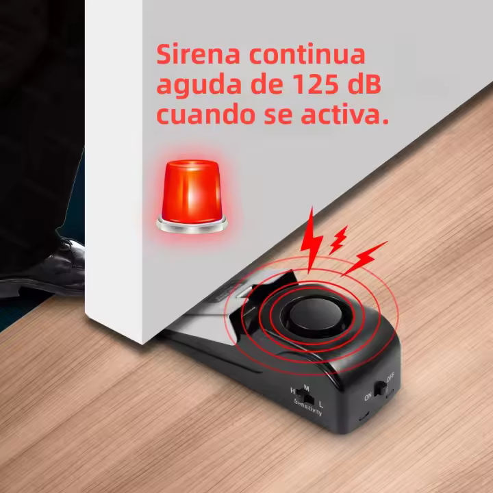 Sistema De Alarma Para Puertas FUERS Con Bloqueo Antirrobo Portátil Y Alarme De Presión Seguridad Doméstica Alta Potencia 125dB - 1