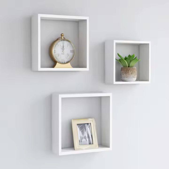 Estantes cubo de pared 3 unidades MDF blanco - 1