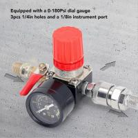Regulador del Compresor de Aire 0180 PSI Regulador presión 1/4in with manómetro Válvulas para control F26 - details 1
