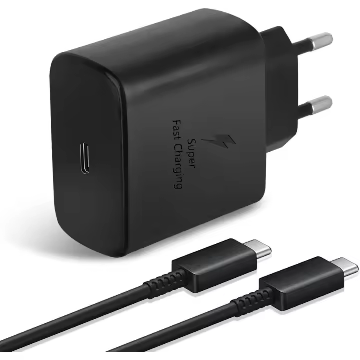 Cargador Rápido USB-C 45W para Samsung Galaxy: S22, S22+, S22 Ultra, S21, S21+, S20 Plus 5G, Note 10+, Note 10 Plus/20/9, Tab S8, S8+, S7 + Ultra, con 2pcs Cable Carga Tipo C 1m - Carga Rápida 3 Veces Más Rápido，Con el protocolo USB C PD, ofrece 45 W - 1