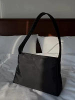 Bolso De Moda Coreana Mucu & Ebony Para Mujer Bolsa De Hombro Sencilla Bordada En Nylon Underarm Bolsa De Compras - details 3