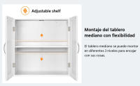 Armario de Baño Pared 59,5x31x59,5cm Mueble Baño Suspendido con Dos Puertas Armario Colgante para Cocina Cuarto de Baño,Lavadero,Ajustable Bandeje y Antivuelco - details 3