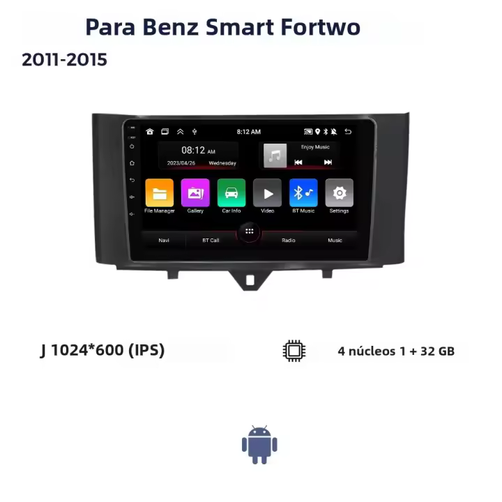 Sistema Inteligente De Coche MEKEDE Android 13 DVD Multimedia Para Mercedes/Benz Smart Fortwo 451 2011-2015 Con GPS Carplay Y Auto - 1