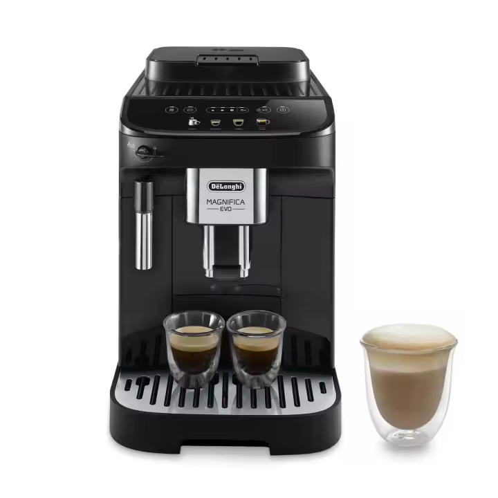 De'Longhi - Magnifica EVO. Acabado metálico, sistema de leche manual (agua caliente y leche), controles táctiles con iconos en color e iluminados, 4 recetas, limpieza automática, grupo difusor extraíble. ECAM290.21.B - 1