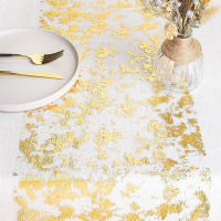 Camino de Mesa de Malla de Papel Dorado, material de decoración para festines, Bodas, Camino de Mesa Dorado de lujo - details 2