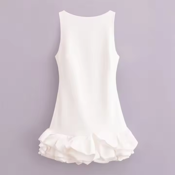 Nueva Ropa De Mujer Para Otoño 2024 Vestido Corto Sin Mangas En Blanco Moda Europea Y Americana A-Line Cuello Redondo Botones De Cierre - 1