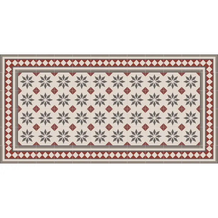 Viniliko, Alfombra de vinilo de alta calidad, modelo Jolie, estilo baldosas vintage, disponible en medidas 50x100 - 1