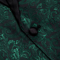 Chaleco De Traje Para Hombre Verde Rojo Plateado Estilo Paisley Lujo Para Boda Fiesta De Negocios Traje Negro Completo - details 4