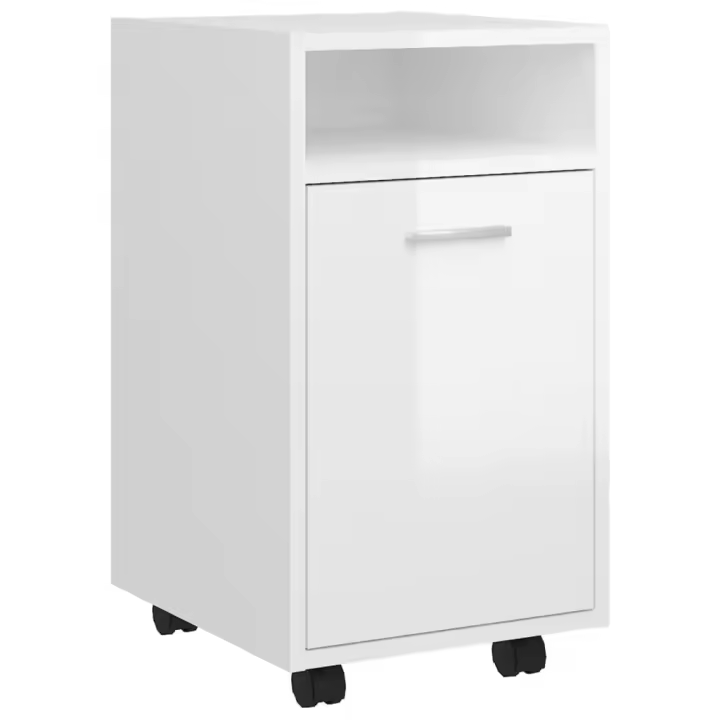 Armario auxiliar ruedas contrachapada blanco brillo 33x38x60 cm - 1