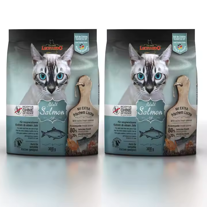 Leonardo Adult GF Salmon [300g (pack de 2 unidades) Alimento para Gatos  Alimento seco sin Cereales para Gatos  Alimento Completo para Gatos Adultos de Todas Las Razas a Partir de 1 año - 1