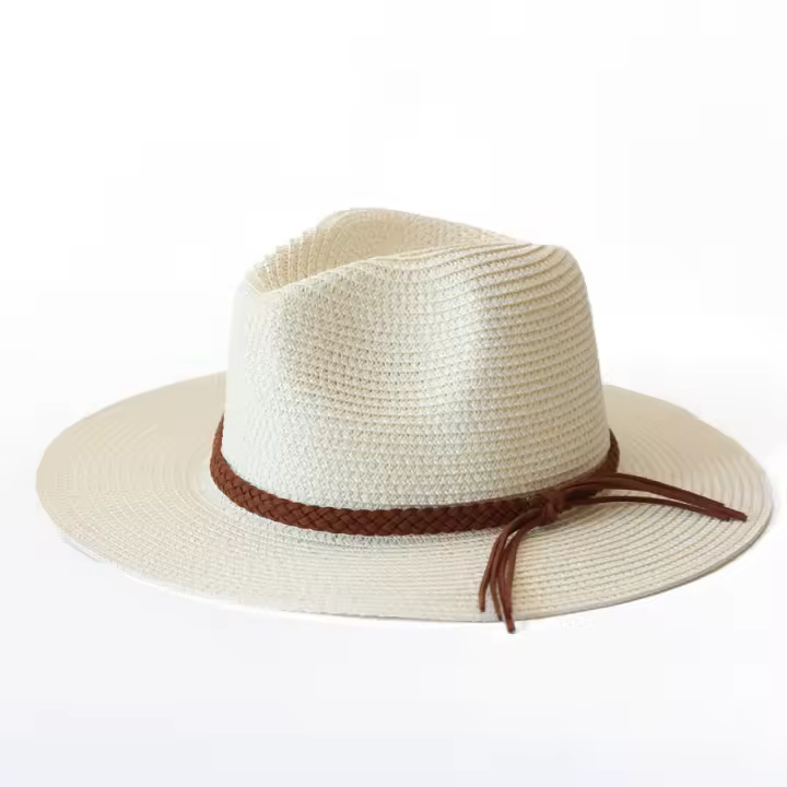 Sombrero De Paja Panamá Ancho Para Hombres Y Mujeres Protección Solar Verano Playa Sombrero De Paja UPF Con Protección UV - 1