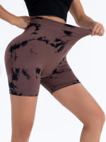 Shorts De Yoga Para Mujer Cintura Alta Sin Costuras Tie-Dye Elásticos Altos Transpirables Leggings De Gimnasio - details 25
