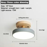 Lámpara De Techo Industrial Nórdica Para Entrada Sala De Estar Comedor Dormitorio Estudio Baño Luz Redonda De Madera Moderna - details 9