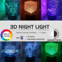 Luz Nocturna 3D LED Mi Mundo Con Control Remoto Y Cable USB Decoración De Navidad Regalo Para Fanáticos Del Juego 16 Colores - details 0