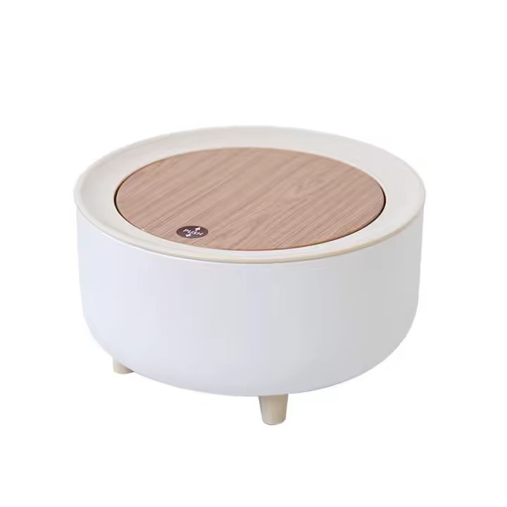 Cesta De Basura De Madera Para Cocina Baño Sala De Estar Oficina Hotel Estilo Pressionado Material PP Estante De Almacenamiento Para El Hogar - 1