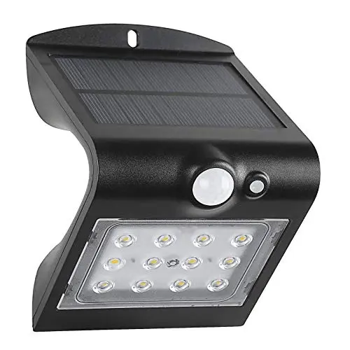 Aplique LED Solar Negro con Sensor 1.5W 220LM 6000K Luz Fría - 1