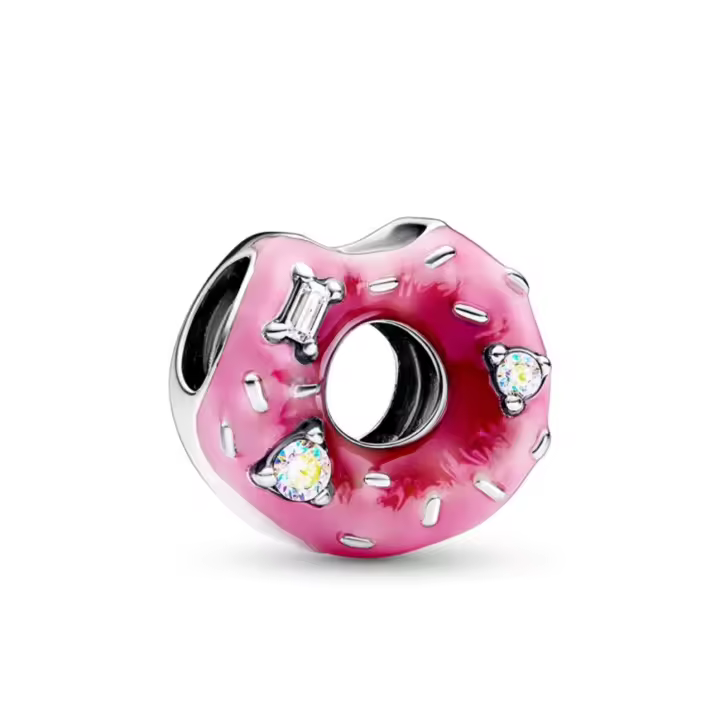 PANDORA Charm sorpresa con forma de donut rosa, cuentas de lujo 792596C01 - 1