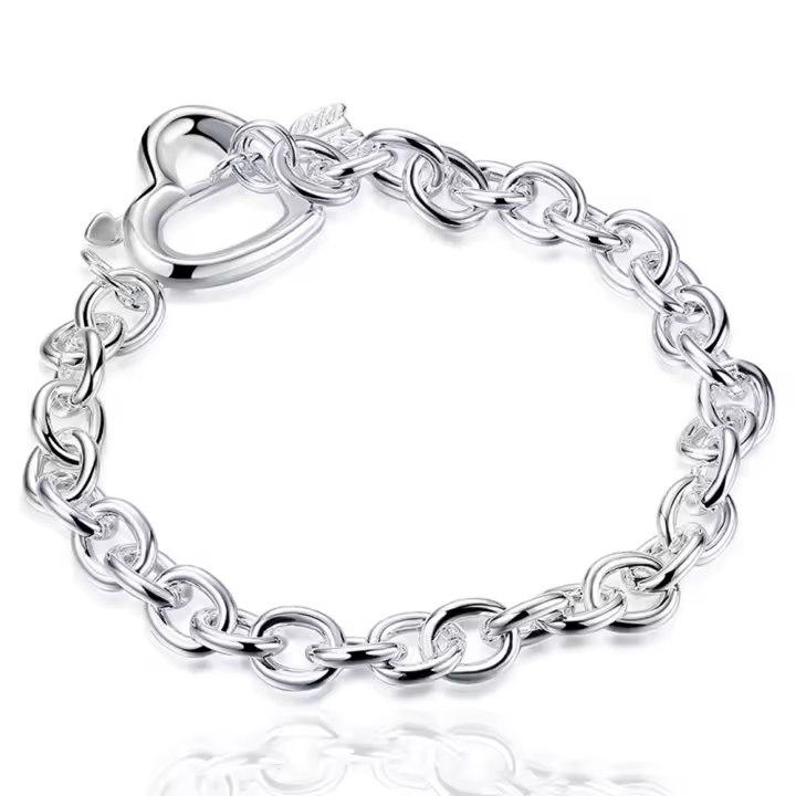 925 Sterling Silver Cupid's Arrow Heart Shaped Bracelet Chain for Women's Jewelry Wedding Gifts - 1