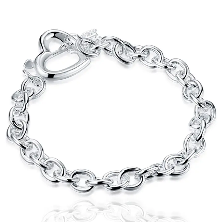 925 Sterling Silver Cupid's Arrow Heart Shaped Bracelet Chain for Women's Jewelry Wedding Gifts - 1
