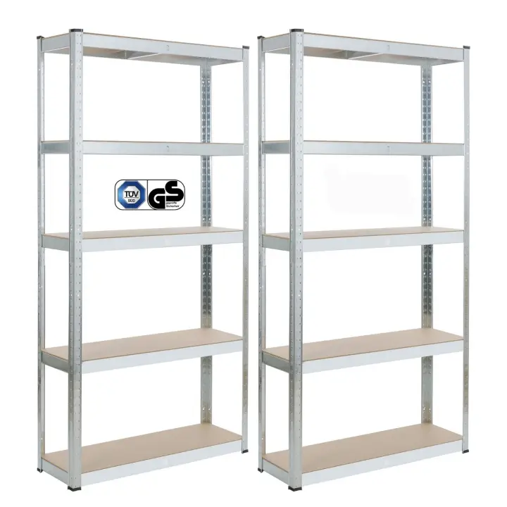 AREBOS Estanterías Taller Estanterías Sin Tornillos Juego de 2 Estanterías Sótan - 1