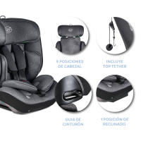 Ms Babyworld BARI I-Size - Silla de Coche Isofix y 1 posición de reclinado, Grupo 1/2/3, 9-36 Kg ó 75-150cms, Normativa R129, Protectores Laterales, Top Tether, Ajustar con una Mano, Easy Grow System - details 2