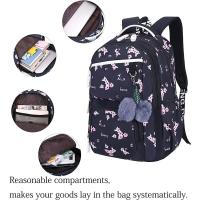 Mochipa Escolar para Mujer (negra) -Mochipa de alta calidad para estudio y viaje, ideal para Mujeres jóvenes y adultas, color Negro (Las bolas de pelo se Dan al azar.) - details 4