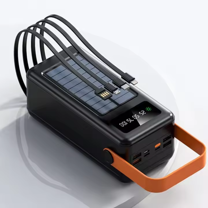 Cargador solar portátil de 100.000 mAh con Pantalla digital y Luz LED para camping. - 1