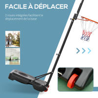 HOMCOM Canasta de Baloncesto Ajustable de 205-261 cm Aro de Baloncesto con Soporte de Acero Base Rellenable y 2 Ruedas de Transporte para Niños y Adultos Rojo Negro - details 4