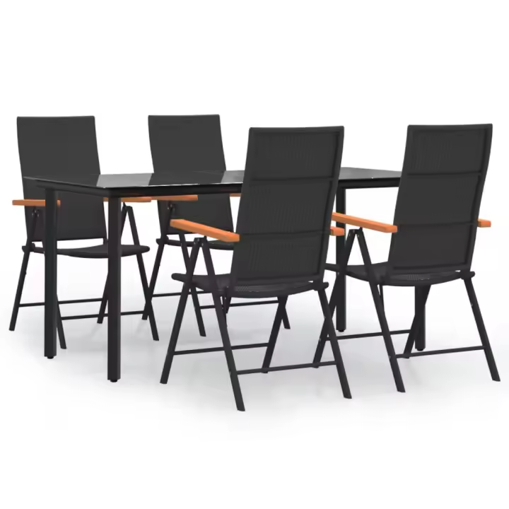 vidaXL Juego comedor de jardín 5 piezas ratán sintético negro y marrón - 1