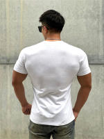 Camiseta Hombre Verano 2023 Cuello V Manga Corta Algodón Fitness Ropa Deportiva Casual Slim Fit Teeshirt Transpirable Secado Rápido - details 12