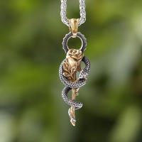 Collar De Hombre Con Colgante De Flor Y Serpiente En Acero Inoxidable 316L Joyería Punk Biker Para Adolescentes Regalo Para Parejas - details 10