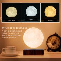 Lámpara LED Flotante De Luna Creativa Con Base De Madera Para Regalo Oficina Dormitorio Hogar 3D Impreso Luz Nocturna Magnética - details 2